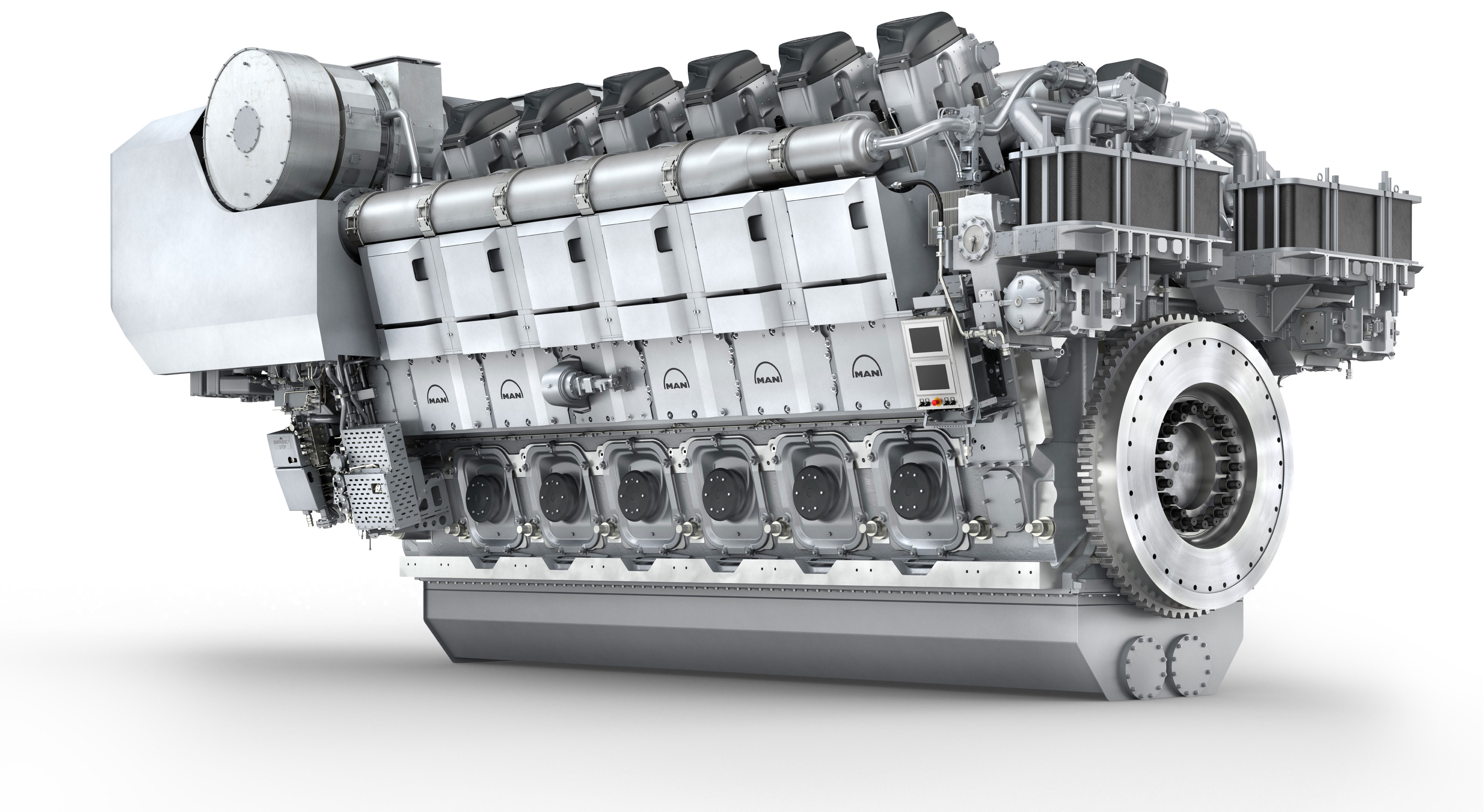 V12 Dieselmotor zur Stromerzeugung. - MAN Diesel & Turbo SE